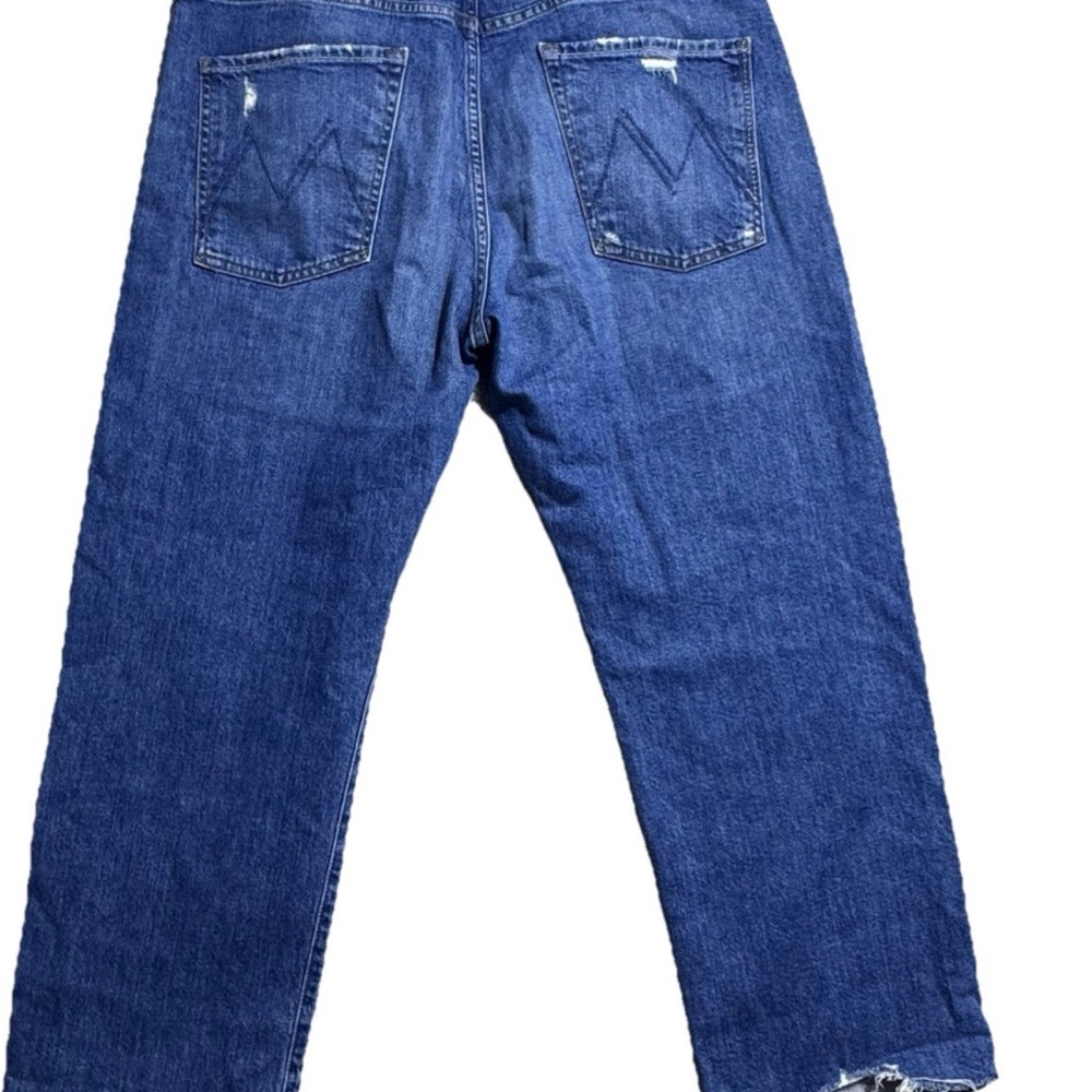 MOTHER Ditcher Crop Chew High-Rise Cropped Jeans — Blue
